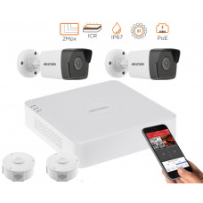 2MP IP комплект для видеонаблюдения Hikvision Kit 2MP 2 Bullet Out lite