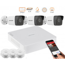 2MP IP комплект для видеонаблюдения Hikvision Kit 2MP 3 Bullet Out lite