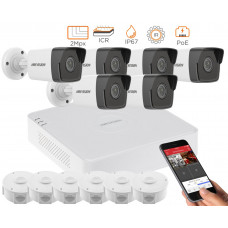 2MP IP комплект для видеонаблюдения Hikvision Kit 2MP 6 Bullet Out lite