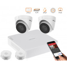 2MP IP комплект для видеонаблюдения Hikvision Kit 2MP 2 Dome lite