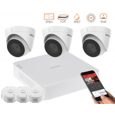 2MP IP комплект для видеонаблюдения Hikvision Kit 2MP 3 Dome lite