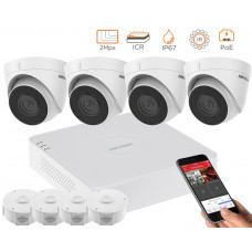 2MP IP комплект для видеонаблюдения Hikvision Kit 2MP 4 Dome lite