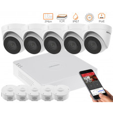 2MP IP комплект для видеонаблюдения Hikvision Kit 2MP 5 Dome lite