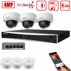 4MP комплект IP видеонаблюдения Acusense Hikviision DS-2CD2143G2-I+DS-7608NXI-K1 3 cam