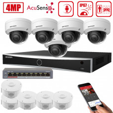 4MP комплект IP видеонаблюдения Acusense Hikviision DS-2CD2143G2-I+DS-7608NXI-K1 5 cam