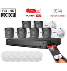 2MP комплект відеоспостереження Hikvision Turbo HD Smart Hybrid Light 6 Camera DS-2CE16D0T-EXLF