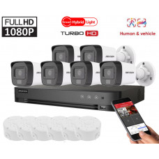 2MP комплект видеонаблюдения Hikvision Turbo HD Smart Hybrid Light 6 Camera DS-2CE16D0T-EXLF