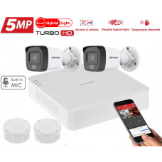 5MP комплект відеоспостереження Hikvision Turbo HD Smart Hybrid Light 2 Camera DS-2CE16K0T-LFS