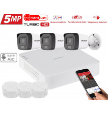 5MP комплект відеоспостереження Hikvision Turbo HD Smart Hybrid Light 3 Camera DS-2CE16K0T-LFS