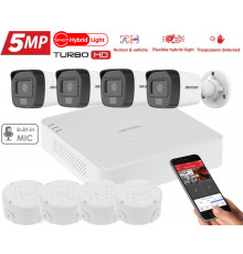 5MP комплект відеоспостереження Hikvision Turbo HD Smart Hybrid Light 4 Camera DS-2CE16K0T-LFS