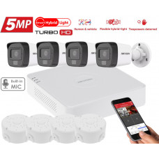 5MP комплект видеонаблюдения Hikvision Turbo HD Smart Hybrid Light 4 Camera DS-2CE16K0T-LFS