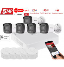 5MP комплект відеоспостереження Hikvision Turbo HD Smart Hybrid Light 5 Camera DS-2CE16K0T-LFS