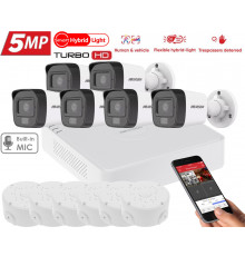 5MP комплект відеоспостереження Hikvision Turbo HD Smart Hybrid Light 6 Camera DS-2CE16K0T-LFS