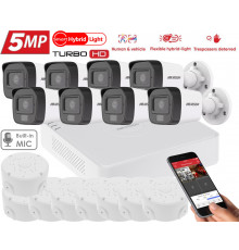 5MP комплект відеоспостереження Hikvision Turbo HD Smart Hybrid Light 8 Camera DS-2CE16K0T-LFS