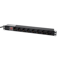 Блок розеток Trinix TRX-PDU/8M-16А Black для комутаційної шафи 19" на 8 розеток, з вимикачем