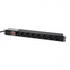 Блок розеток Trinix TRX-PDU/8M-16А Black для комутаційної шафи 19" на 8 розеток, з вимикачем