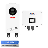 Комплект резервного питания: гибридный инвертор 5kW Megarevo и аккумуляторная батарея 300Аг 51.2В 15360Втг Must LiFePO4