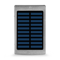 Повербанк с солнечной панелью 10000mAh Power Bank Kraft KPB-1012SL Silver LED-фонарь