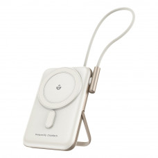 Повербанк 10000mAh Choetech B735 White QC3.0 PD3.0 бездротова магнітна зарядка, вбудований кабель, підставка