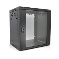 Шафа телекомунікаційна Merlion 15U, 600*450*768 (Ш*Г*В) сталь 1.2мм, загартоване скло, із замком, чорна, в розібраному вигляді