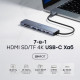 USB-C хаб 7-в-1 Cudy UH407 HDMI 4K@60Hz, 2 USB-A, 2 USB-C, SD-card, TF-card