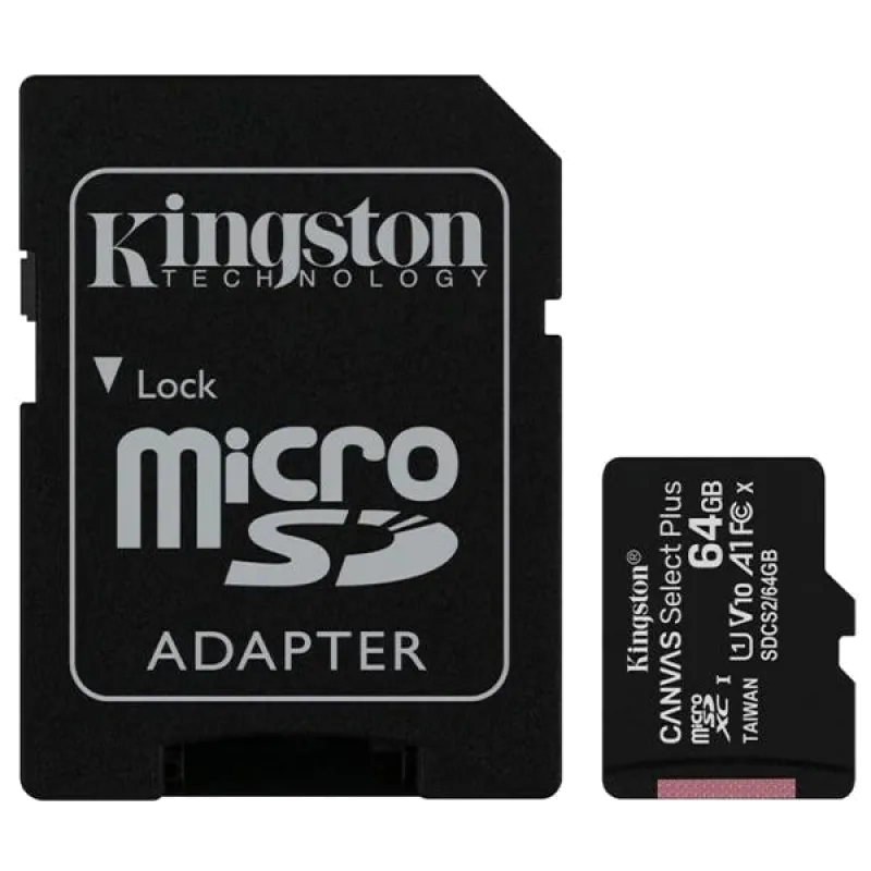 Карта пам'яті Kingston 64GB microSDXC Canvas Select Plus 100R A1 C10 Card + ADP