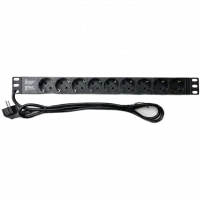Подовжувач на 9 розеток без вимикача 220В 1U 19" EServer
