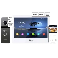 Комплект відеодомофону Neolight ALPHA Hybrid + SOLO IPW Graphite с уголком, PoE адаптер для вызовной панели