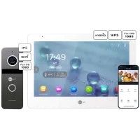 Комплект відеодомофону Neolight MEZZO Hybrid + SOLO IPW Graphite з кутком, PoE адаптер для панелі виклику