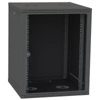 Шафа телекомунікаційна двері скло (чорна) IPCOM СН-18U 600х600