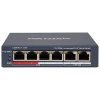 Комутатор 4 порти некерований Hikvision DS-3E0106P-E/M(B) POE