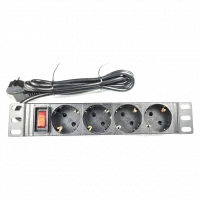 Подовжувач 1U 10" 220В 4 розетки з вимикачем 1.8м