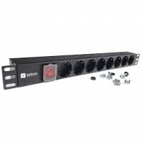 Блок 8 розеток 220в 19 1U з вимикачем без кабелю