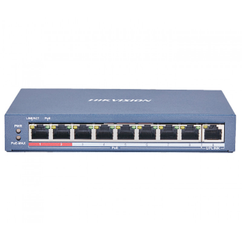 Комутатор 8 портів некерований Hikvision DS-3E0109P-E(C) POE