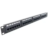 Патч-панель 24-портова стійка 19" з менеджментом кабелю, UTP кат. 5Е PP-KUTP24-NM-CM