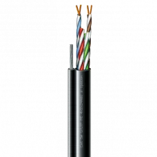 Кабель кручена пара ЗЗКМ (UTP мідь вуличний з тросом) Cat. 5e U/UTP  РЕ steel cord 4x2x24 AWG (k) трос (70910181) бухта 500м.