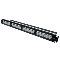 Патч-панель 19" 24xRJ-45 UTP, кат. 6a, із заднім організатором з пластиковими шторками, LW L&W ELECTRONICAL LW-PP74